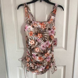 LANDS END NEW Skirted Tropical One Piece Swimsuit Size 6